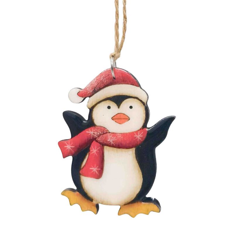 Penguin Hanging Decoration Black & Red 8cm image number 1